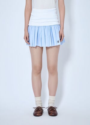 Miu Miu Jersey And Poplin Mini Skirt Light Blue miu0265010