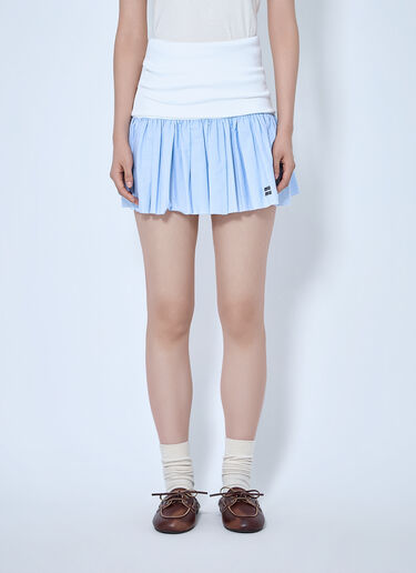LN-CC® - Miu Miu: Jersey And Poplin Mini Skirt - Light Blue Miu Miu Jersey And Poplin Mini Skirt Light Blue miu0265010
