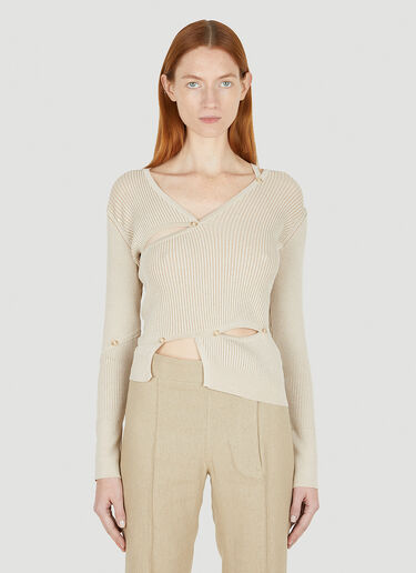 Jacquemus Le Cardigan Tordu Top Beige jac0248007