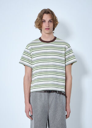 Brain Dead Looped Stripe T-Shirt Green bra0164005