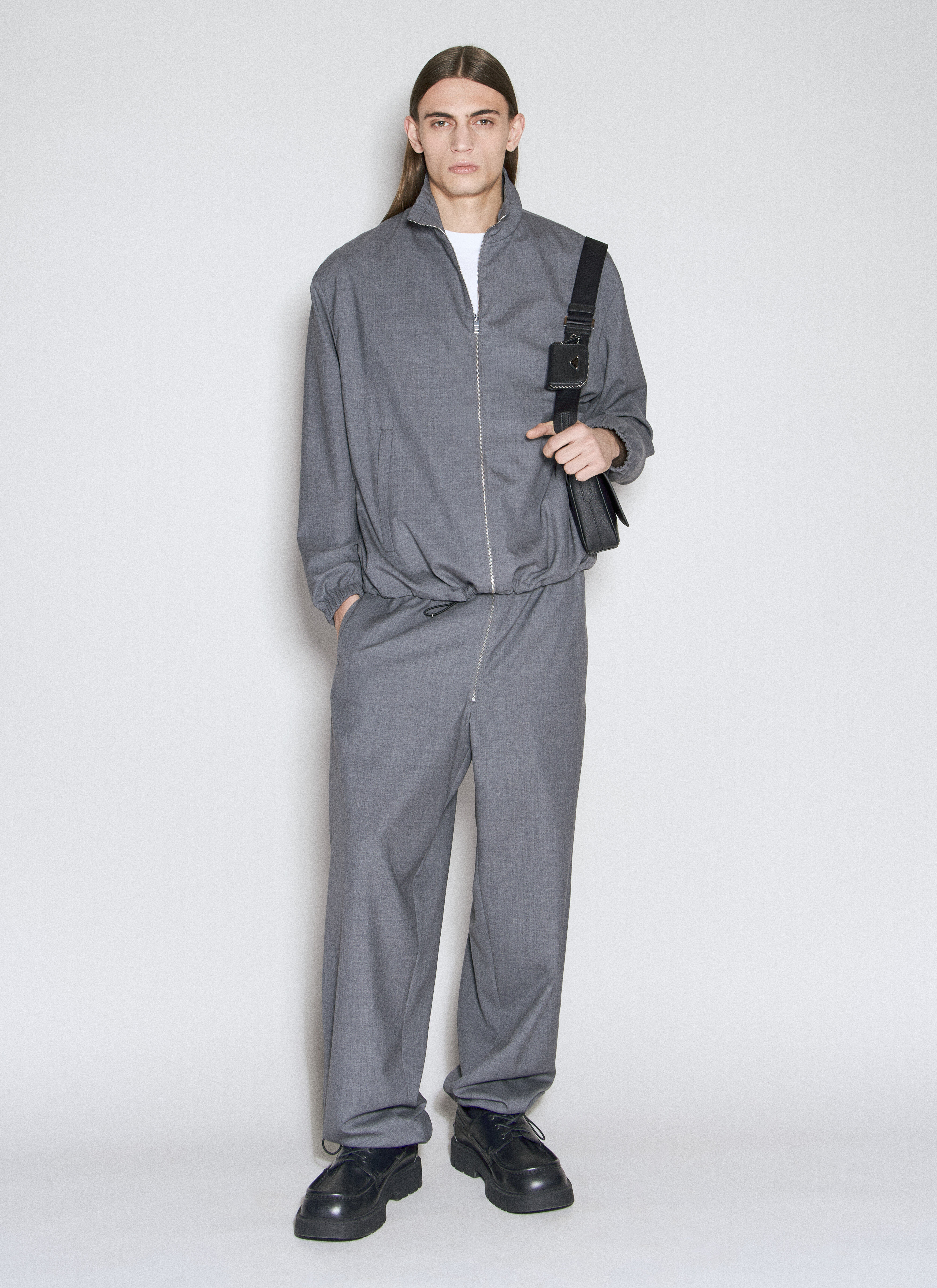 Prada Men's' Zipped Wool Jacket in Grey | LN-CC®