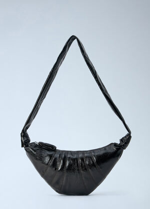Lemaire Small Croissant Bag in Coated Cotton Dark Brown lem0266031