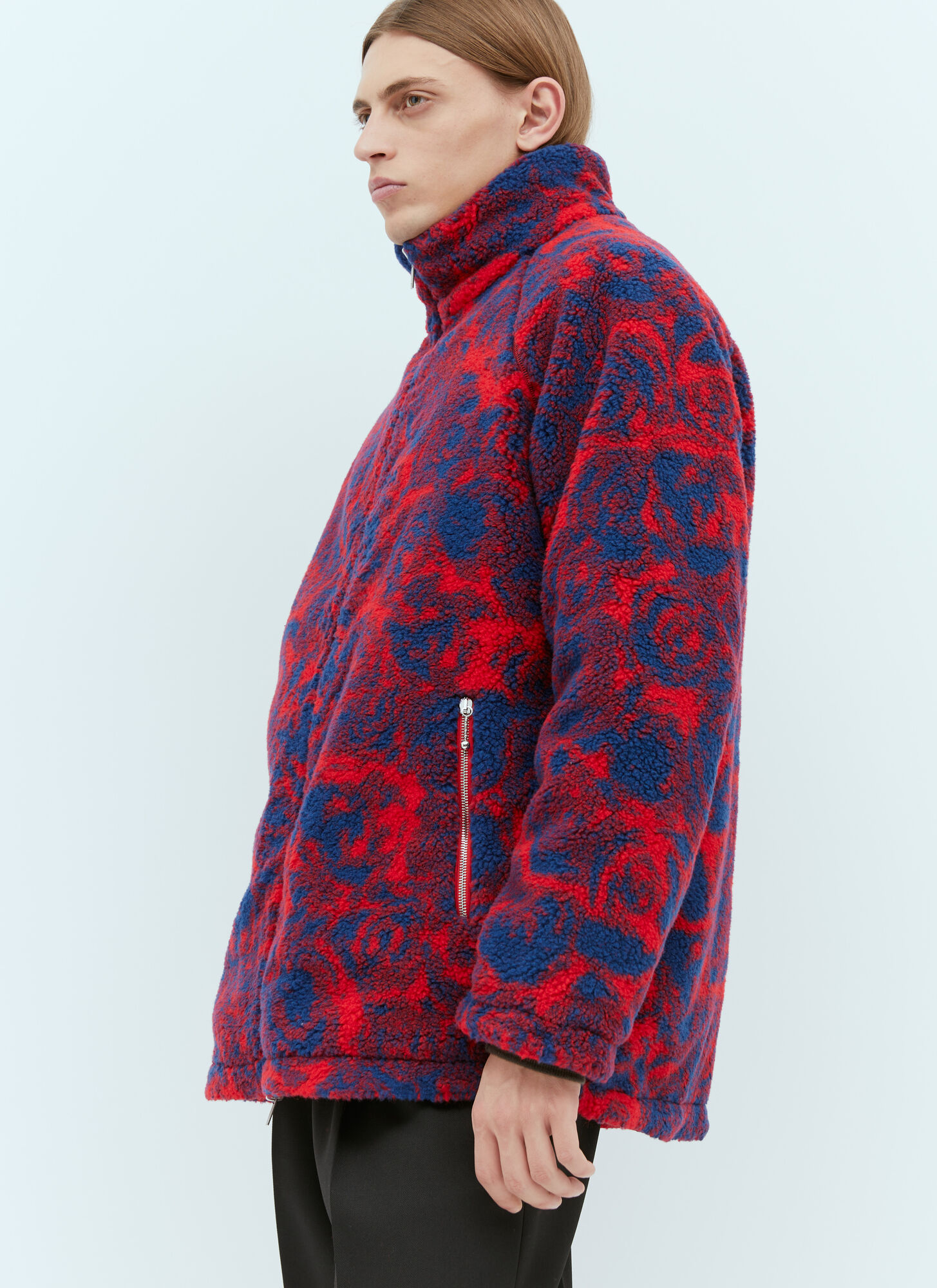 Shop Burberry Reversible Rose Fleece Jacket In Red