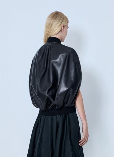 LN-CC® - Balenciaga: Structured Leather Bomber Jacket - Black Balenciaga Structured Leather Bomber Jacket Black bal0264005
