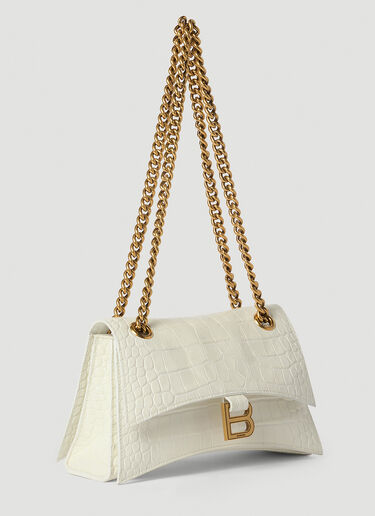 Balenciaga - Women's Crush Crocodile-Embossed Crossbody Bag Shoulder Bag - White - Leather