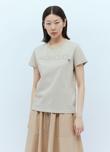 Moncler Logo Embroidery T-Shirt Beige mon0256020