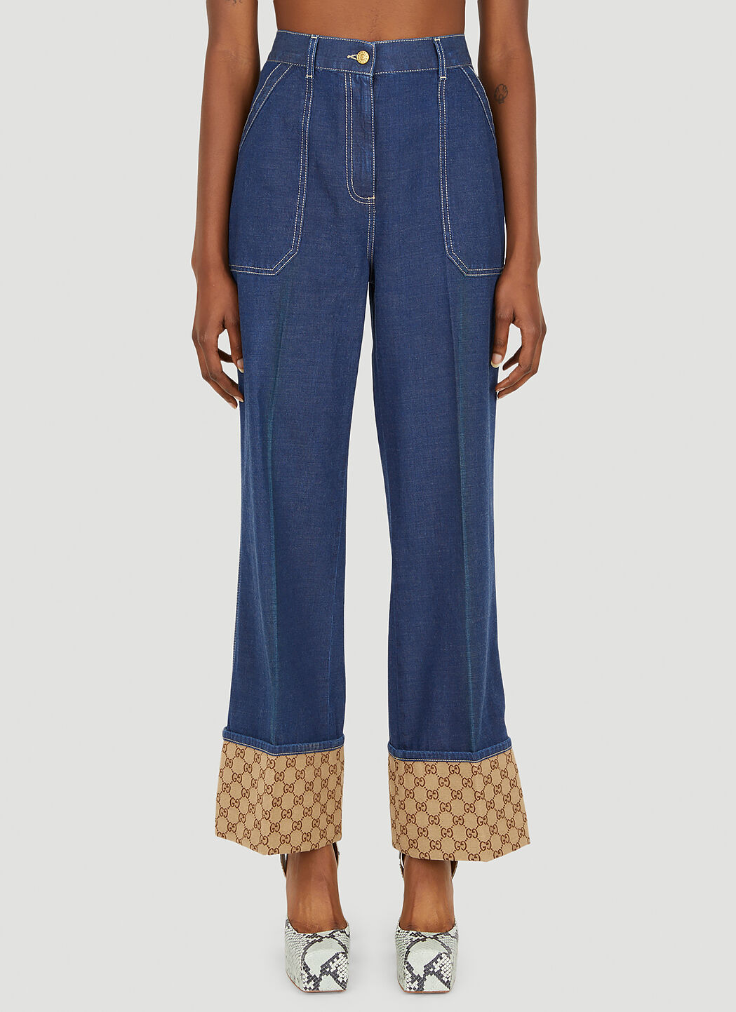 Gucci monogram jeans clearance