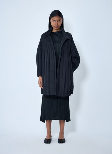 Pleats Please Issey Miyake Pleated High-Neck Coat Black plp0263001