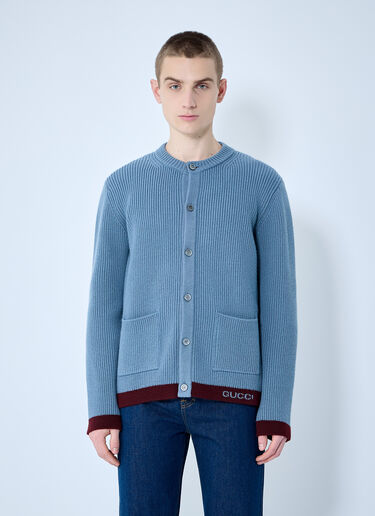 Gucci Wool Cardigan With Intarsia Blue guc0159037