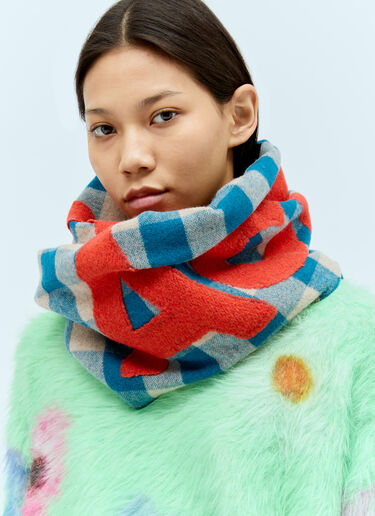 Acne Studios Check Logo Scarf Blue acn0256048