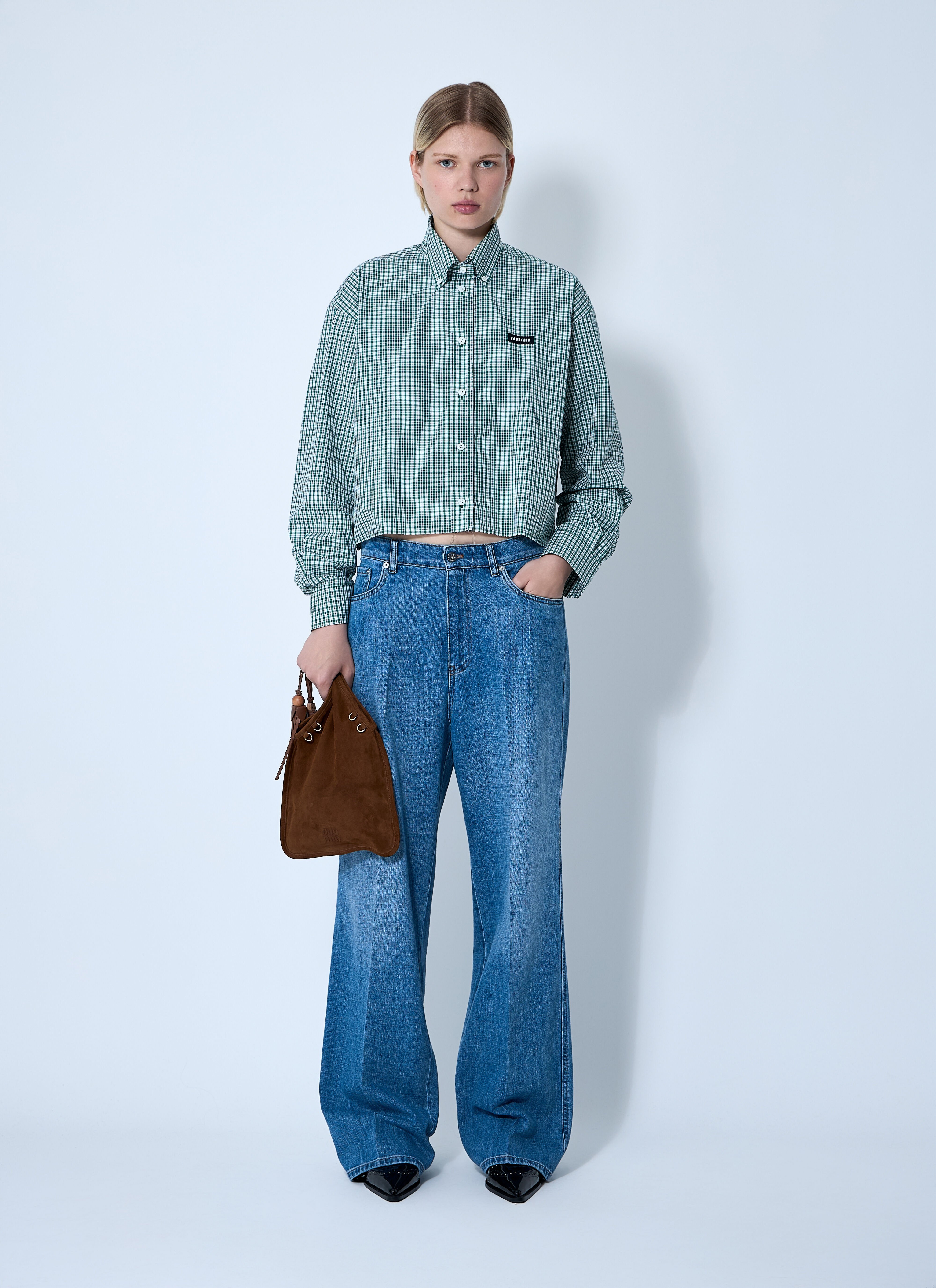 Miu Miu Women's' Check Shirt in Green | LN-CC®