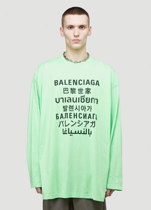 Balenciaga Logo Motif T-Shirt Green bal0143027