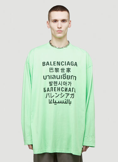 Balenciaga Logo Motif T-Shirt Green bal0143027