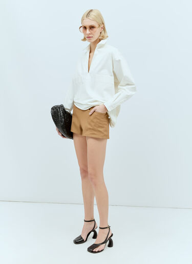 Max Mara 코튼 드릴 미니 쇼츠 브라운 max0256056