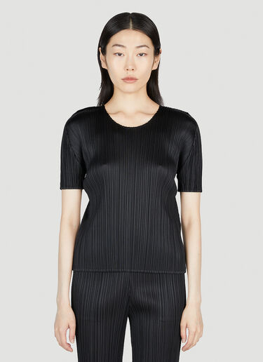 Pleats Please Issey Miyake 褶裥 U 领上衣 黑色 plp0253018