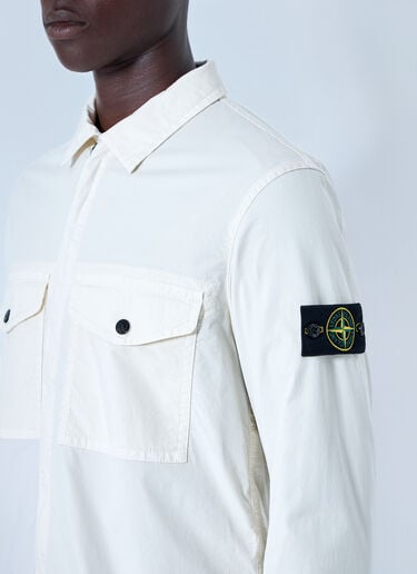 Stone Island Zip-Front Overshirt with Flap Pockets White sto0165069