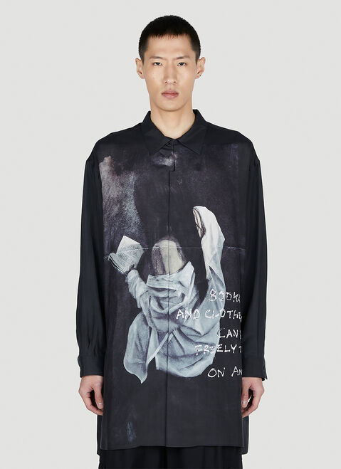 Yohji Yamamoto Abstract Button Up Shirt Black yoy0152013