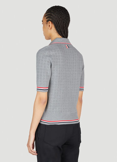 Thom Browne Grid Stitch Polo Shirt Grey thb0252001