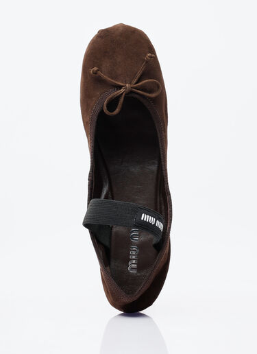Miu Miu Suede Ballerina Flats Brown miu0257018