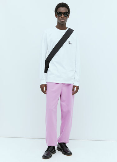 Stüssy 로고 프린트 긴팔 티셔츠 화이트 sts0153036