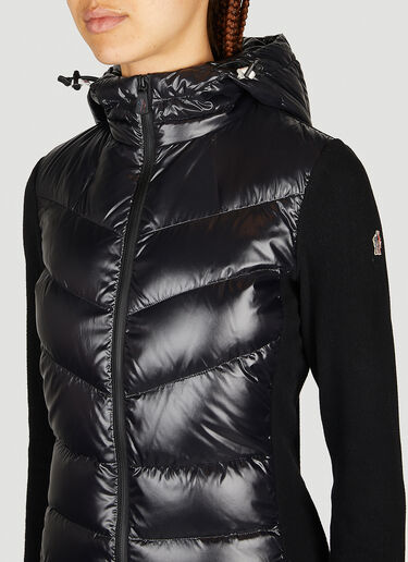 Moncler Grenoble Partially Quilted Zip-Up Hooded Cardigan Black mog0241006