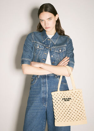 Prada Crochet Tote Bag Beige pra0260037