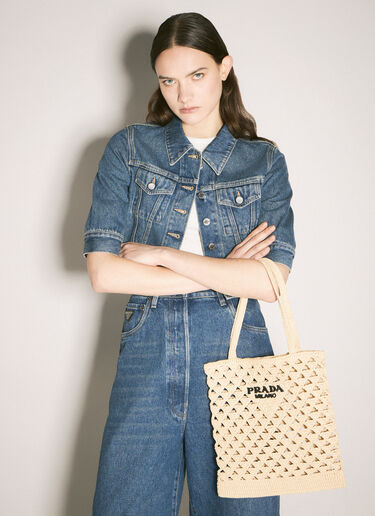 Prada Crochet Tote Bag Beige pra0260032