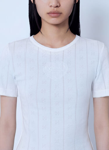 LN-CC® - GANNI: Compact Pointelle Rib Tee - White GANNI Compact Pointelle Rib Tee White gan0265010