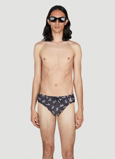 Vivienne Westwood Numerical Print Swim Briefs Black vvw0152004