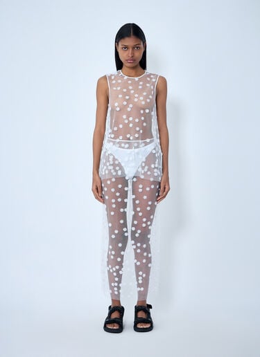 Cecilie Bahnsen Embroidered Sheer Overlay Dress White cec0262025
