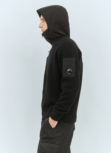 C.P. Company Nylon Hood Wool Cardigan Black pco0158002