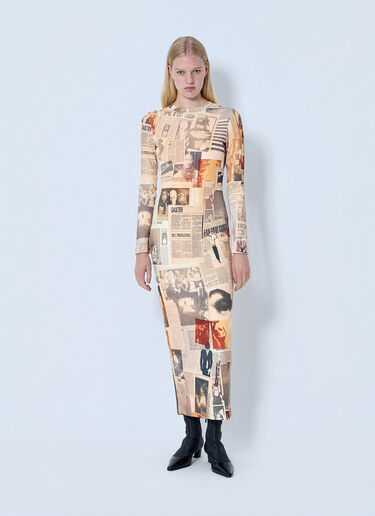 Jean Paul Gaultier Journal Printed Long Dress Beige jpg0264003