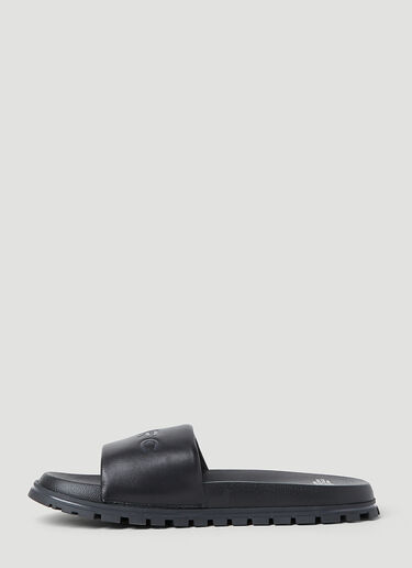 Marc Jacobs Embossed Logo Leather Slides Black mcj0251017