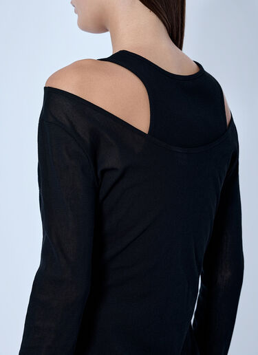 LN-CC® - LIMI Feu: Rib Knit And Tulle Layered Bodysuit - Black LIMI Feu Rib Knit And Tulle Layered Bodysuit Black lmf0263006