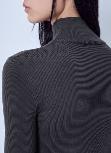 LN-CC® - Max Mara: Ribbed Turtleneck Sweater - Grey Max Mara Ribbed Turtleneck Sweater Grey max0266225