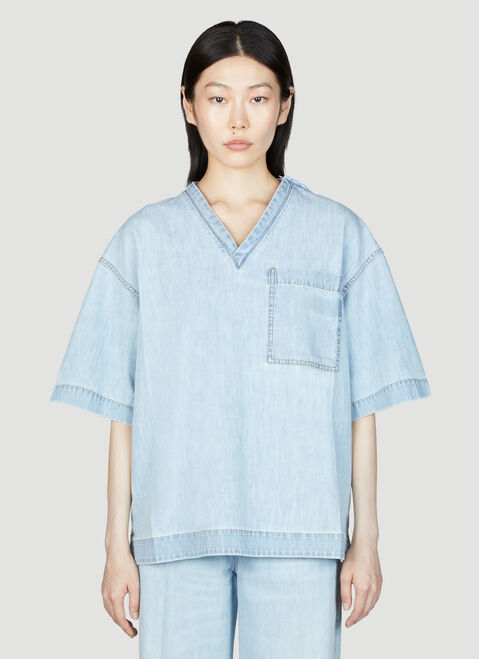 Jil Sander V ネックデニムシャツ クリーム jil0251012