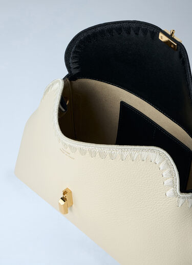 TOTEME T-Lock Embroidered Leather Clutch Bag Cream tot0263075