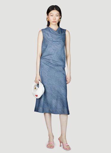 Denim Print Midi Dress Bottega Veneta Denim Print Midi Dress Blue bov0255008