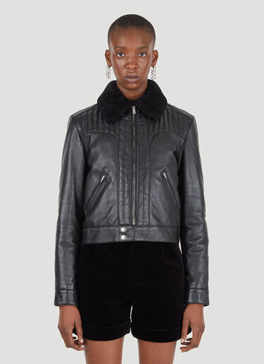 Saint Laurent Shearling Leather Jacket Black sla0245015