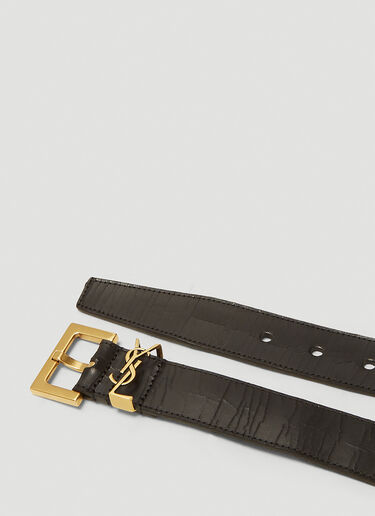 Saint Laurent Monogram Leather Belt Black sla0241070