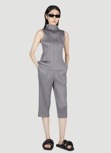 Pleats Please Issey Miyake Cropped Pleated Pants Grey plp0253022