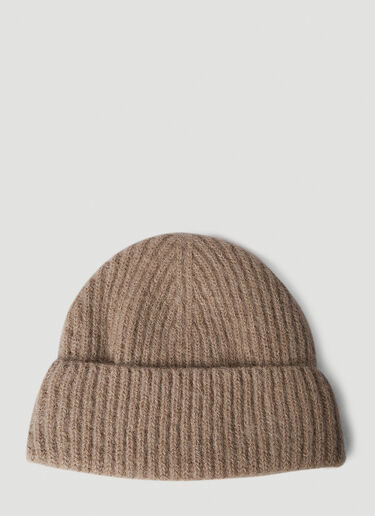Our Legacy Ribbed Beanie Hat Beige our0350002