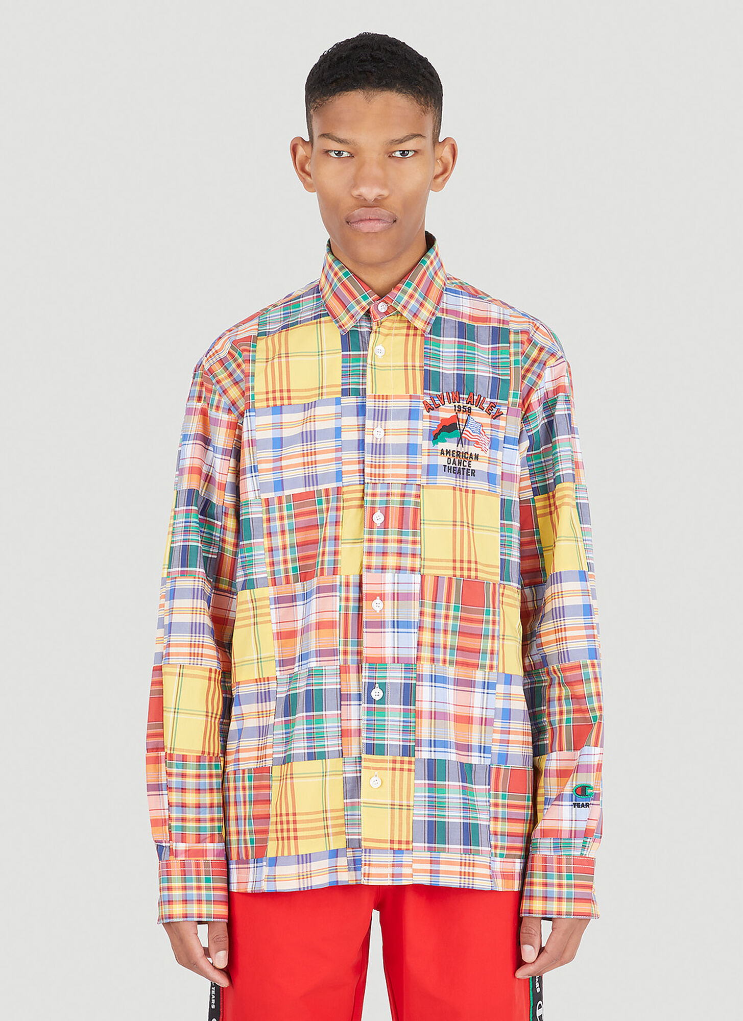 Champion Tears Check Bermuda Shirt In Yellow