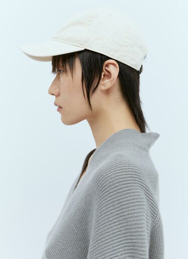 Leather Trim Cotton Baseball Cap TOTEME Leather Trim Cotton Baseball Cap Beige tot0256034