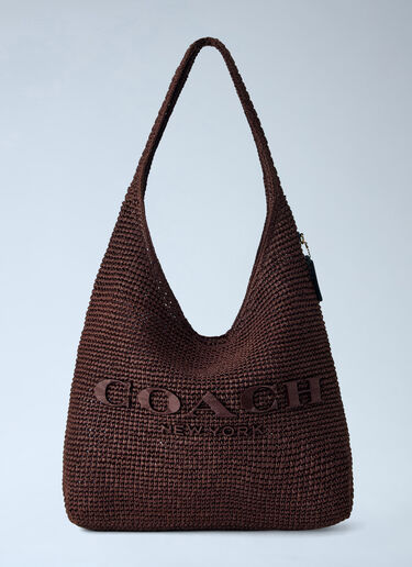 Refined Weave Straw Brooklyn Shoulder Bag 39 Coach Refined Weave Straw Brooklyn Shoulder Bag 39 Dark Brown coa0264035