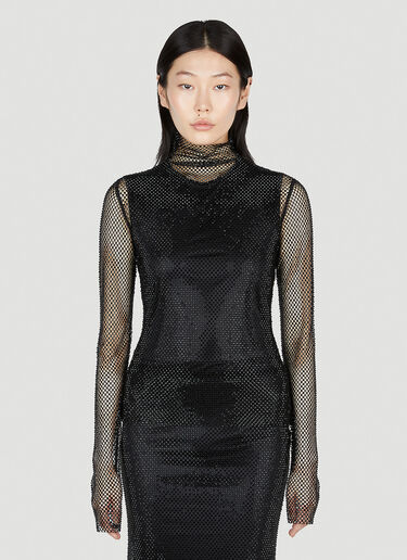 Amanza Rhinestone Mesh Crop Top - Black, Fashion Nova, Knit Tops