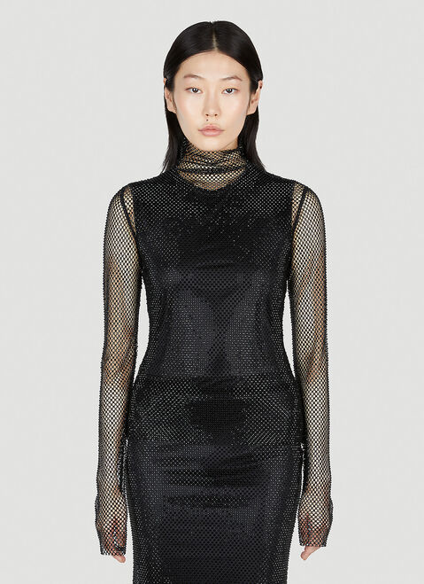 Sportmax Noemi Rhinestone Mesh Top Blue spx0254005