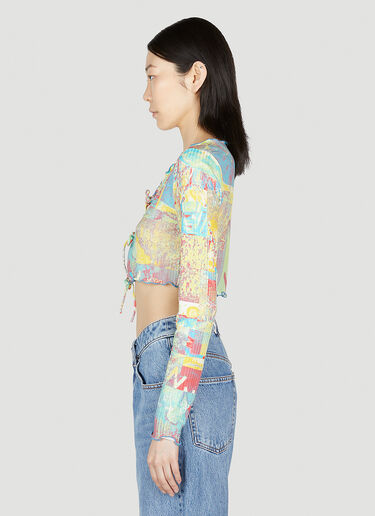 GANNI Printed Self-Tie Top Yellow gan0253007