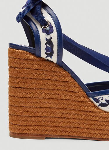 Dolce & Gabbana Majolica 印花坡跟麻底鞋 蓝 dol0249075