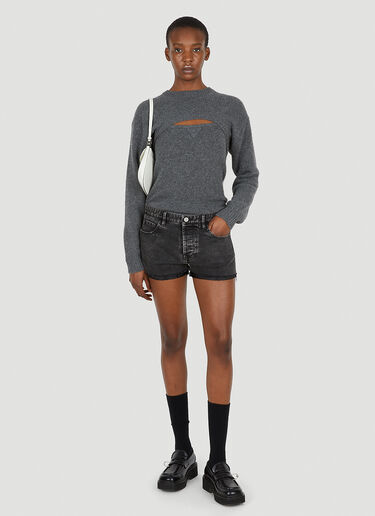 Logo Patch Denim Shorts Miu Miu Logo Patch Denim Shorts Black miu0251010